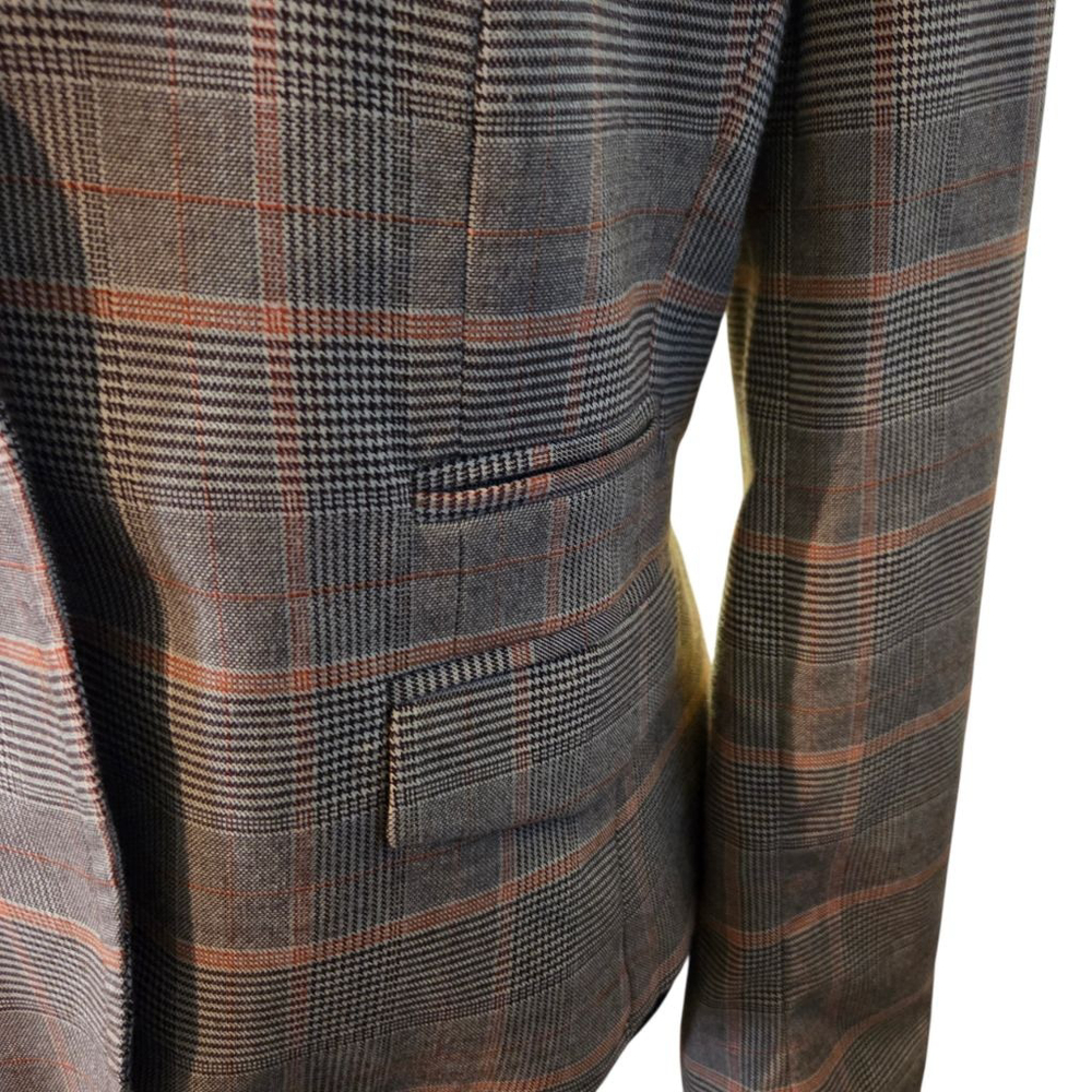 Michael Kors Brown Orange Plaid Blazer Jacket Size 12 - Picture 5 of 8